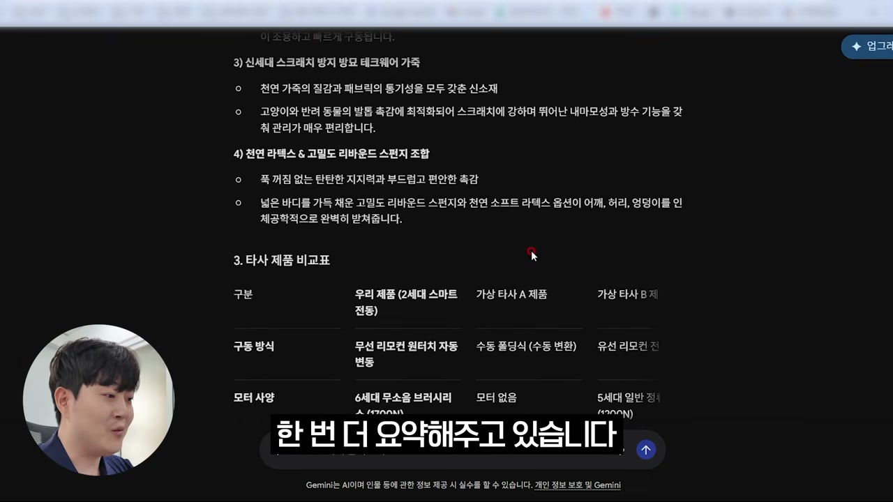 가상의 타사 제품을 만들어 차별점을 강조